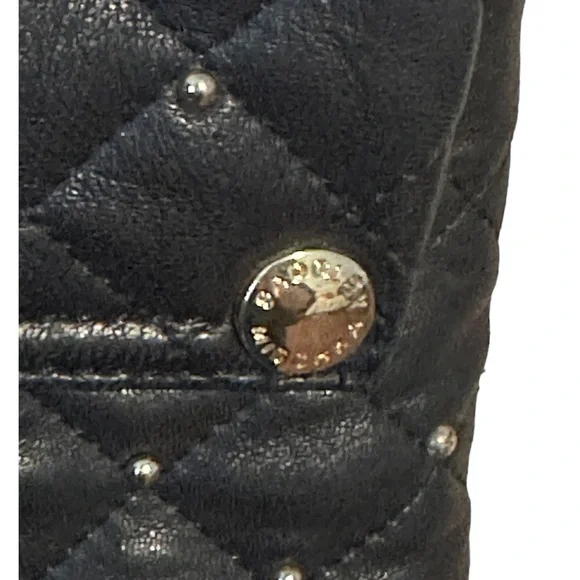 Badgley Mischka purse bag quilted studded crossbody purse with chain straps. - Picture 7 of 9